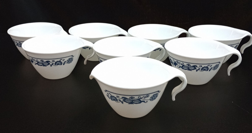 Vintage Corelle Ware Old Town Blue Pattern Hook Tea/Coffee Cups - Set of 8
